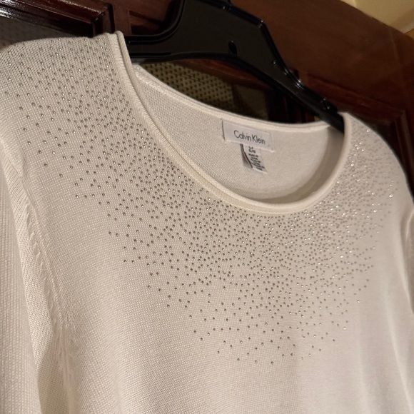 Calvin Klein Ivory Long Sleeve Top with Studded Detail - Picture 3 of 5